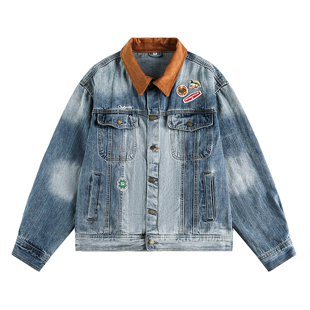 Denim jacket with multiple pockets