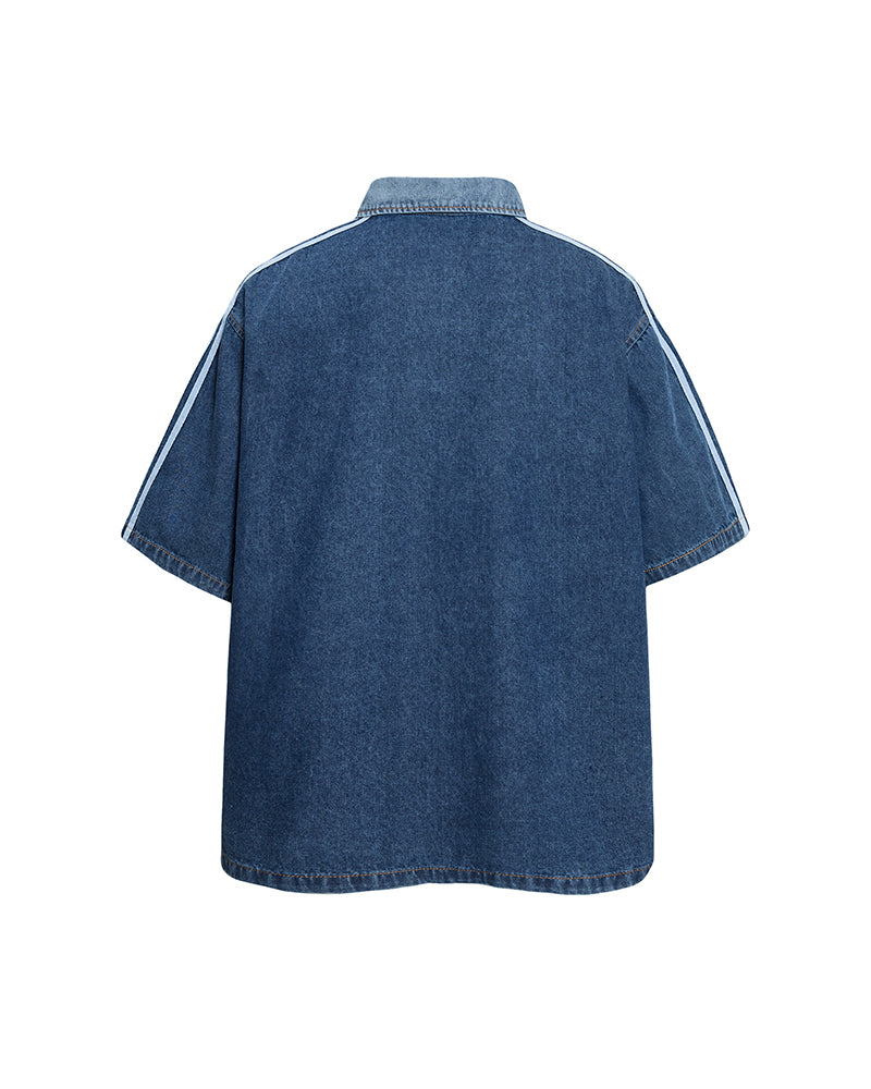 Retro washed short-sleeved shirt