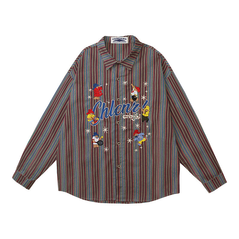 Fun striped embroidered shirt