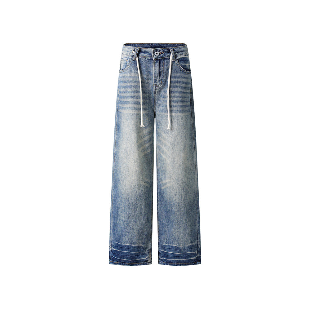 Vintage washed denim trousers