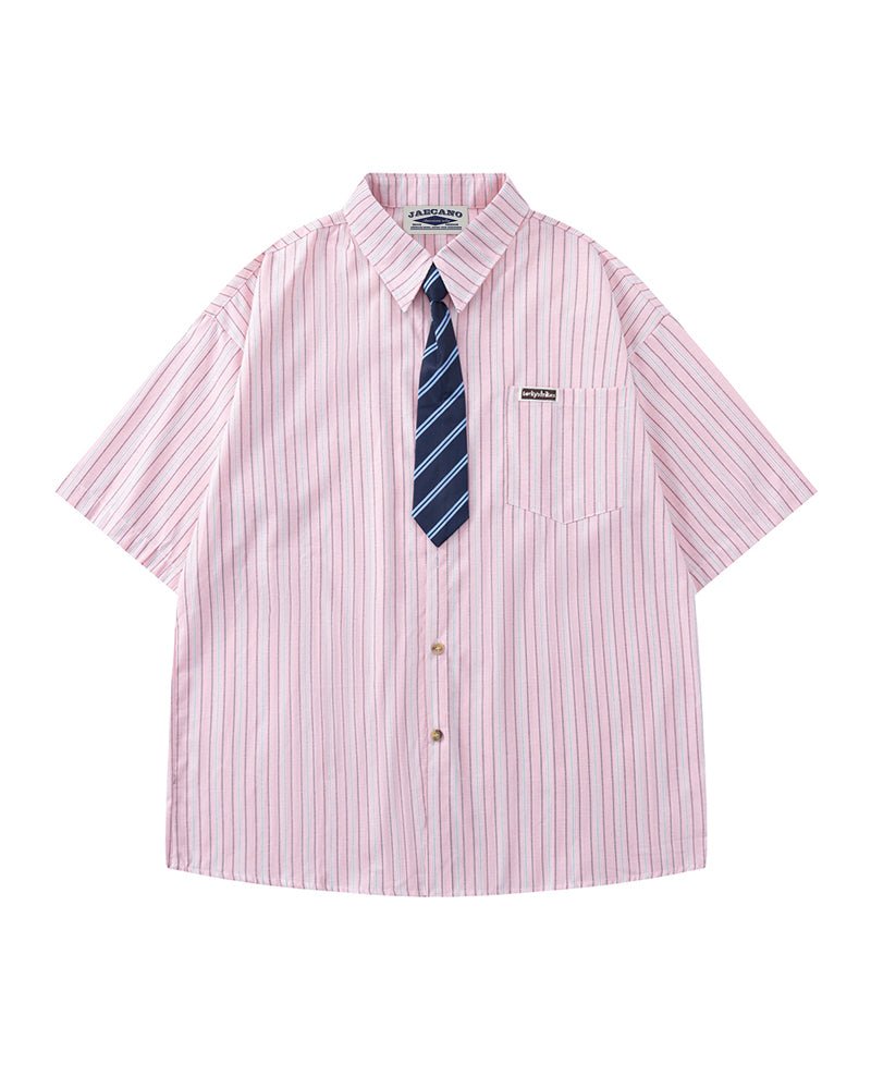 Simple striped short-sleeved shirt