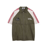 American retro patchwork slash shirt jacket 