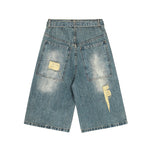 Vintage distressed denim cropped shorts