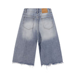 Raw edge straight cropped shorts