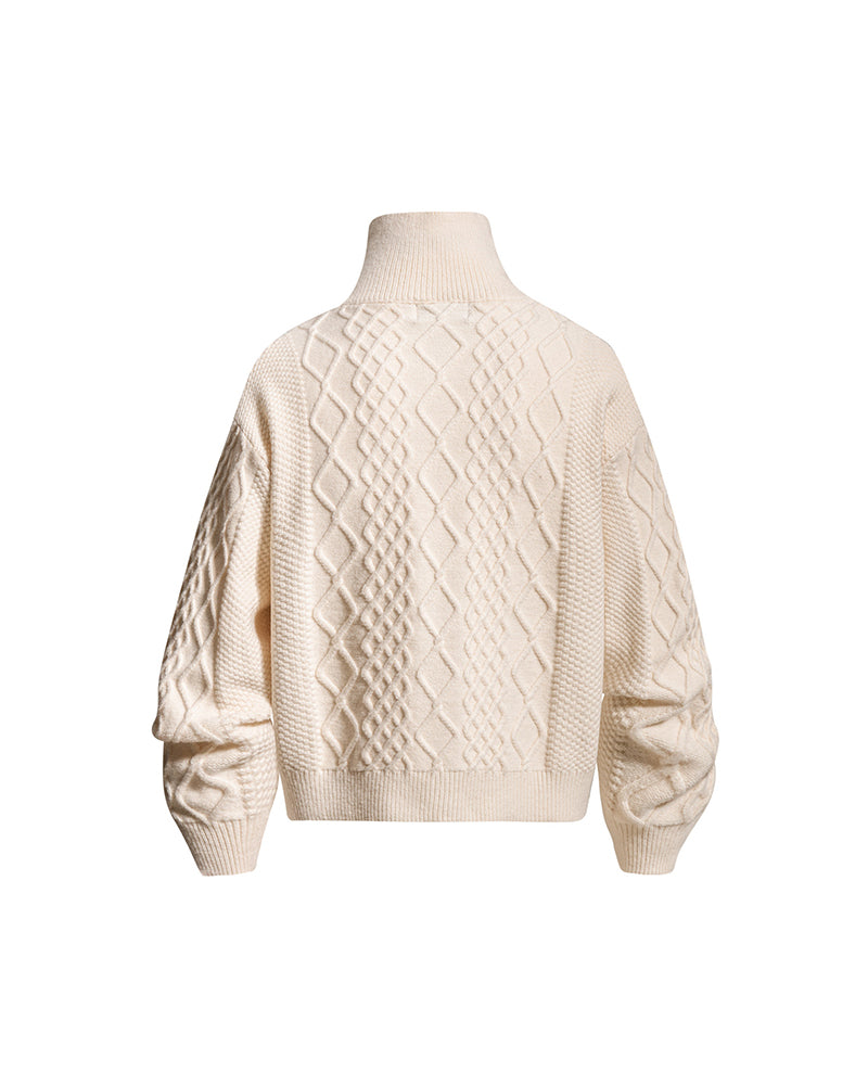 Retro diamond pattern sweater coat