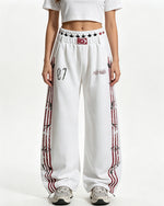 Distressed wide-leg casual pants