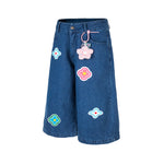 Floral embroidered cropped jeans