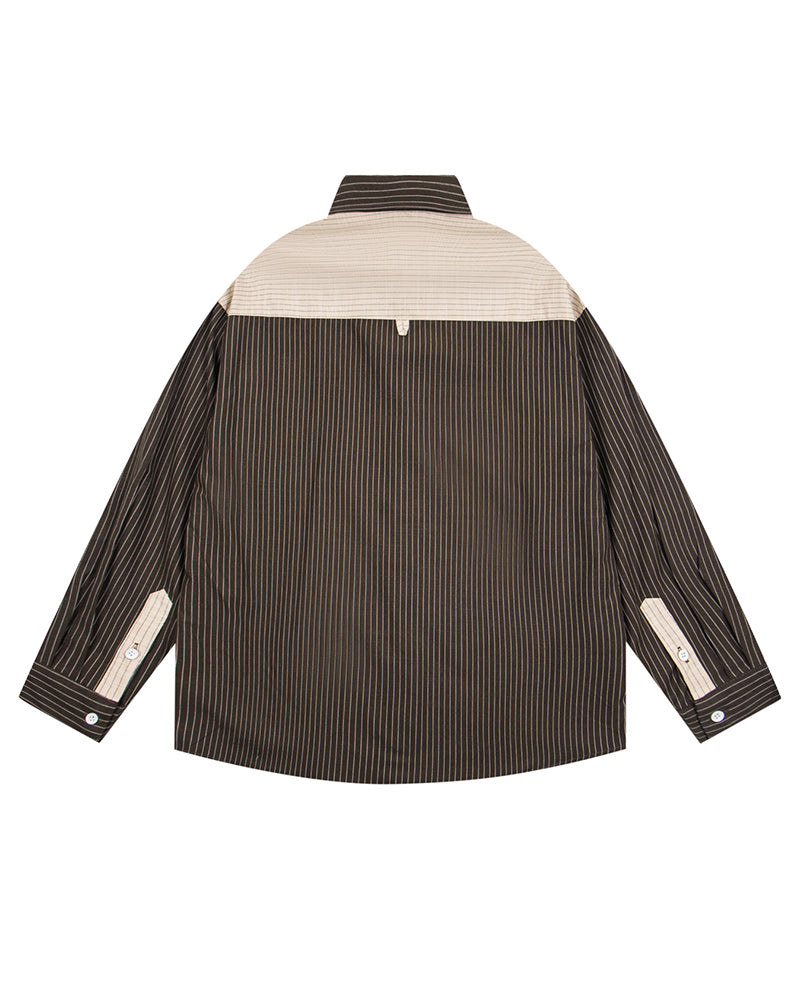 Color-blocked minimalist long-sleeved shirt
