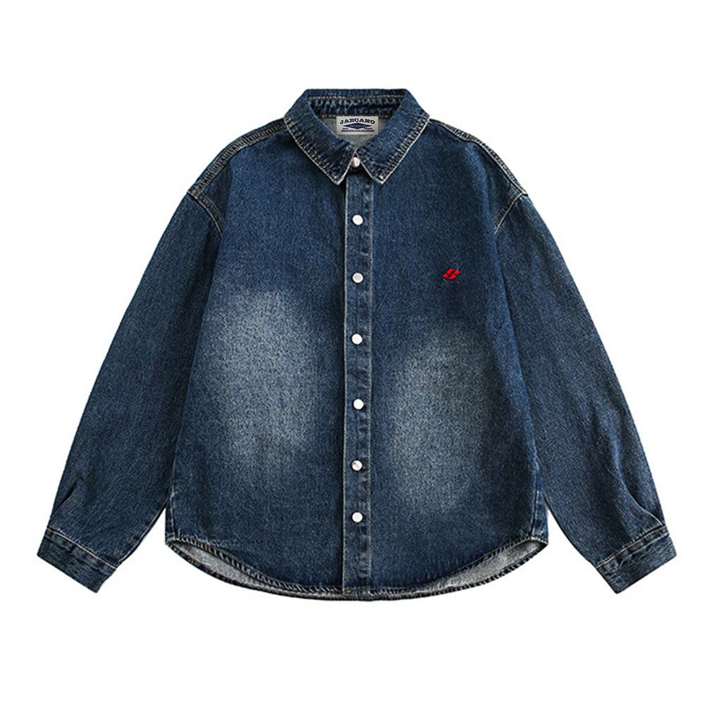 Vintage Contrast Denim Long Sleeve Shirt