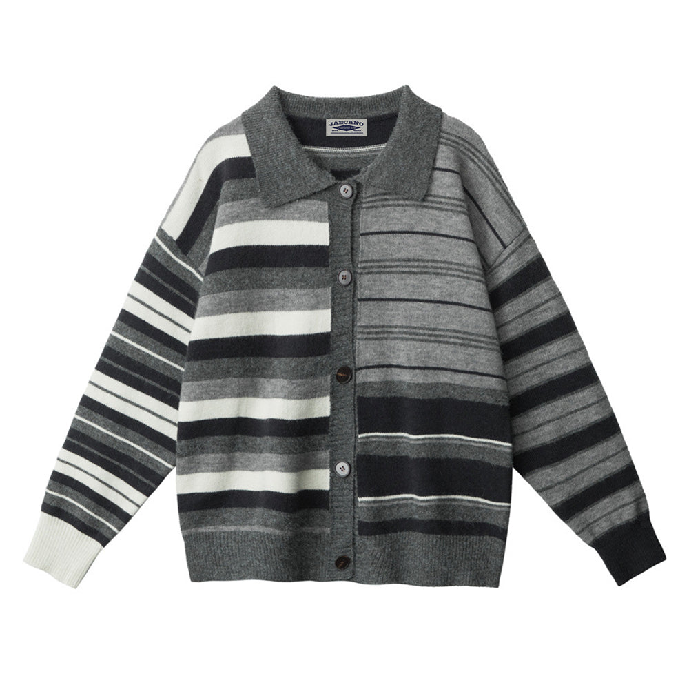 Color-blocked irregular knit cardigan