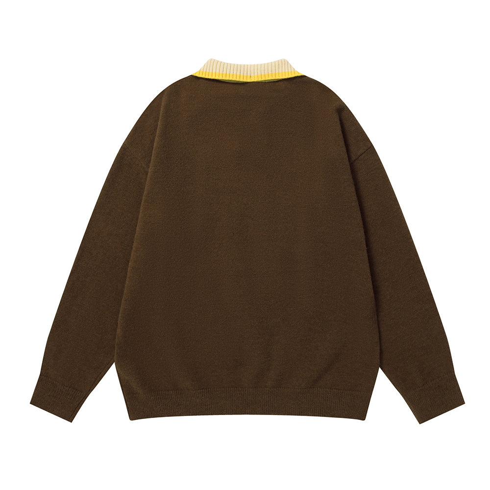 Contrast color mushroom sweater