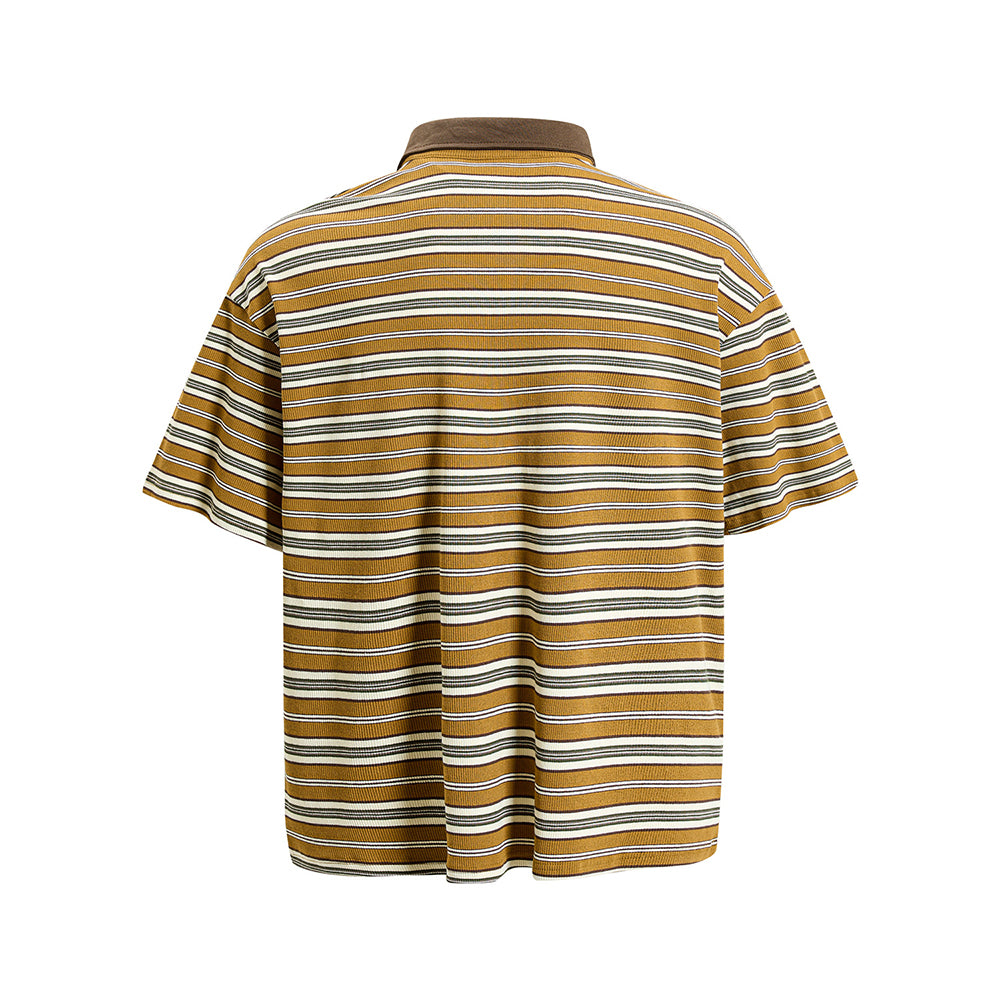 復古撞色條紋短袖