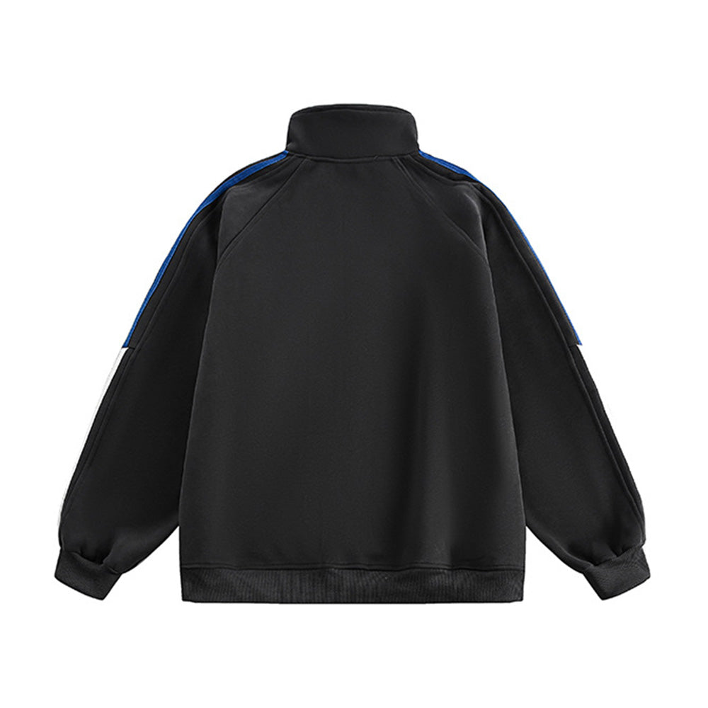 Three-stripe stand collar sweatshirt