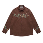 復古燈芯絨花卉襯衫