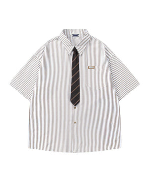 Striped shirt with vintage tie