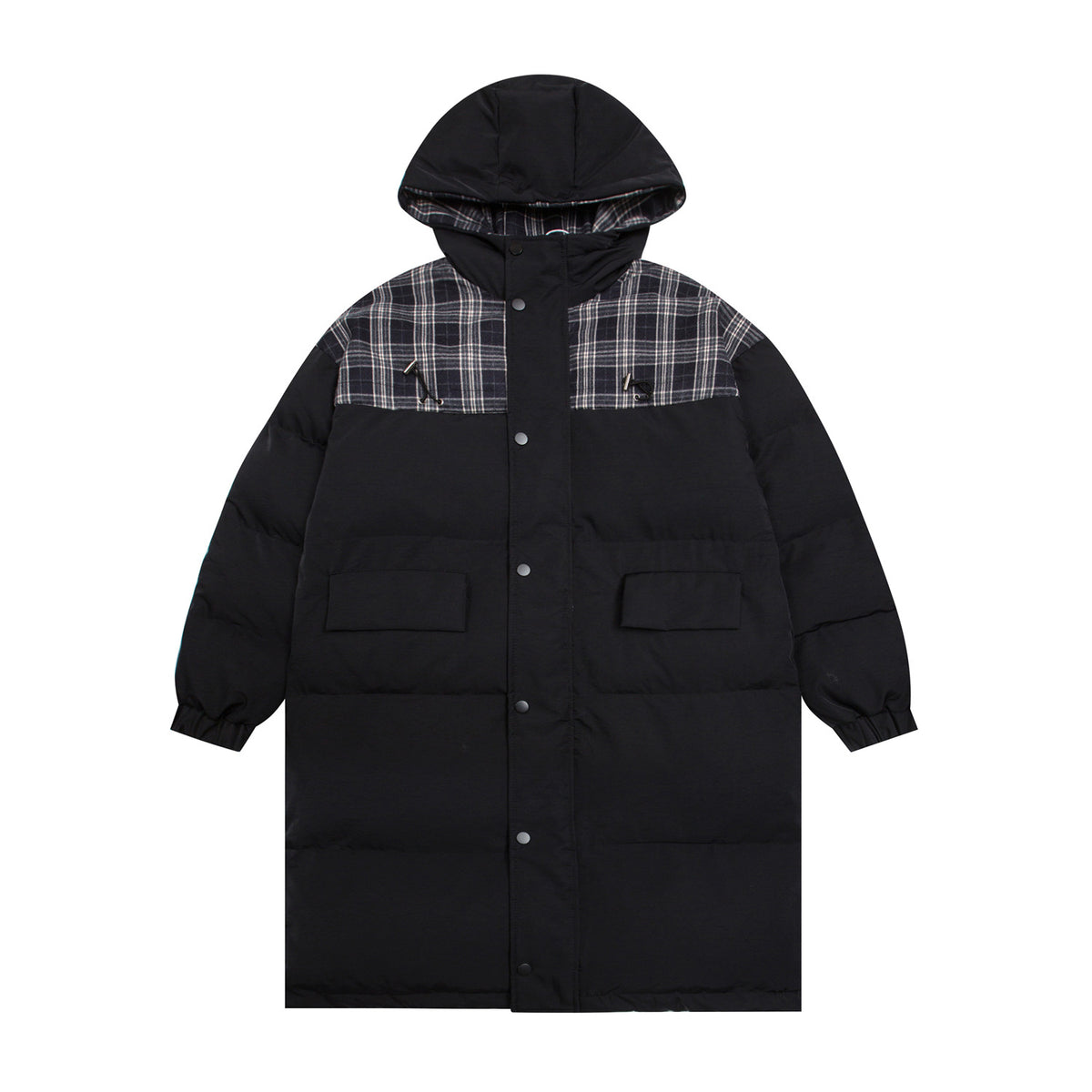 retro plaid patchwork hooded jacket