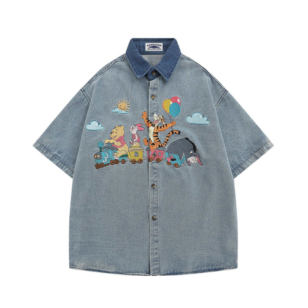 retro cartoon denim shirt