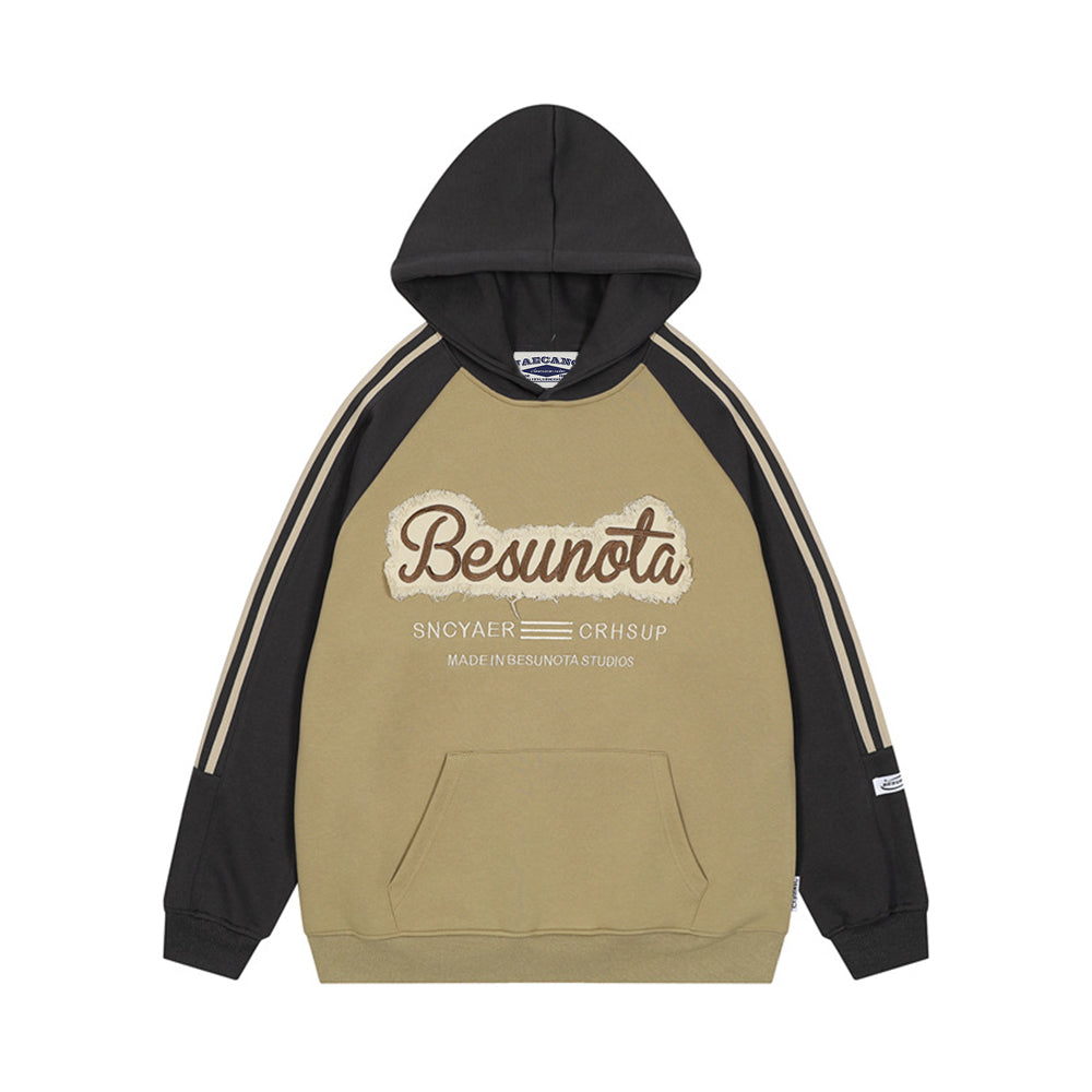 Retro contrast hooded sweatshirt