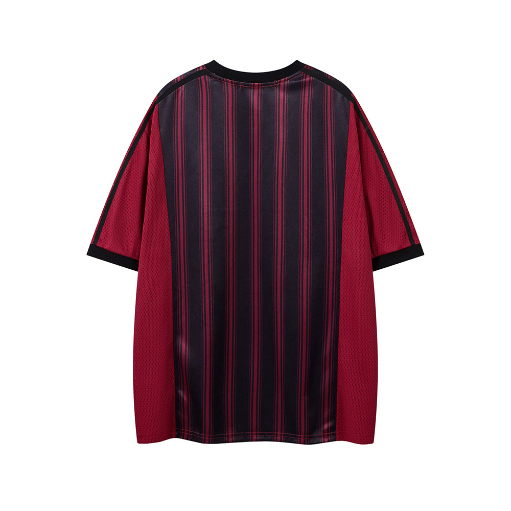 Vertical stripe print short sleeves