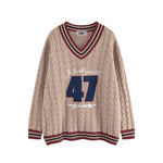 復古撞色套頭毛衣