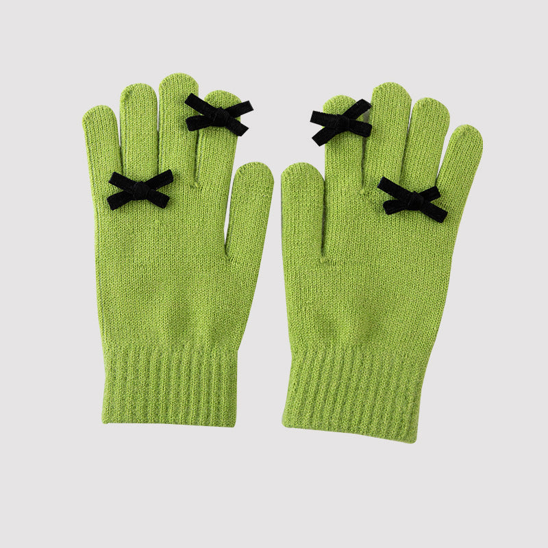 Cute warm five-finger gloves