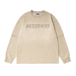 復古假兩件做舊長袖