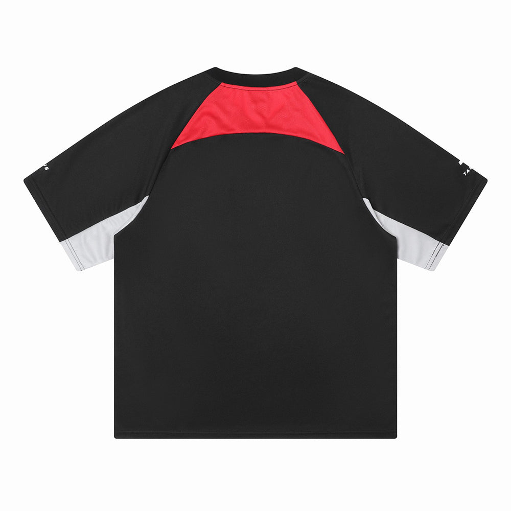 Retro sports contrast short sleeves