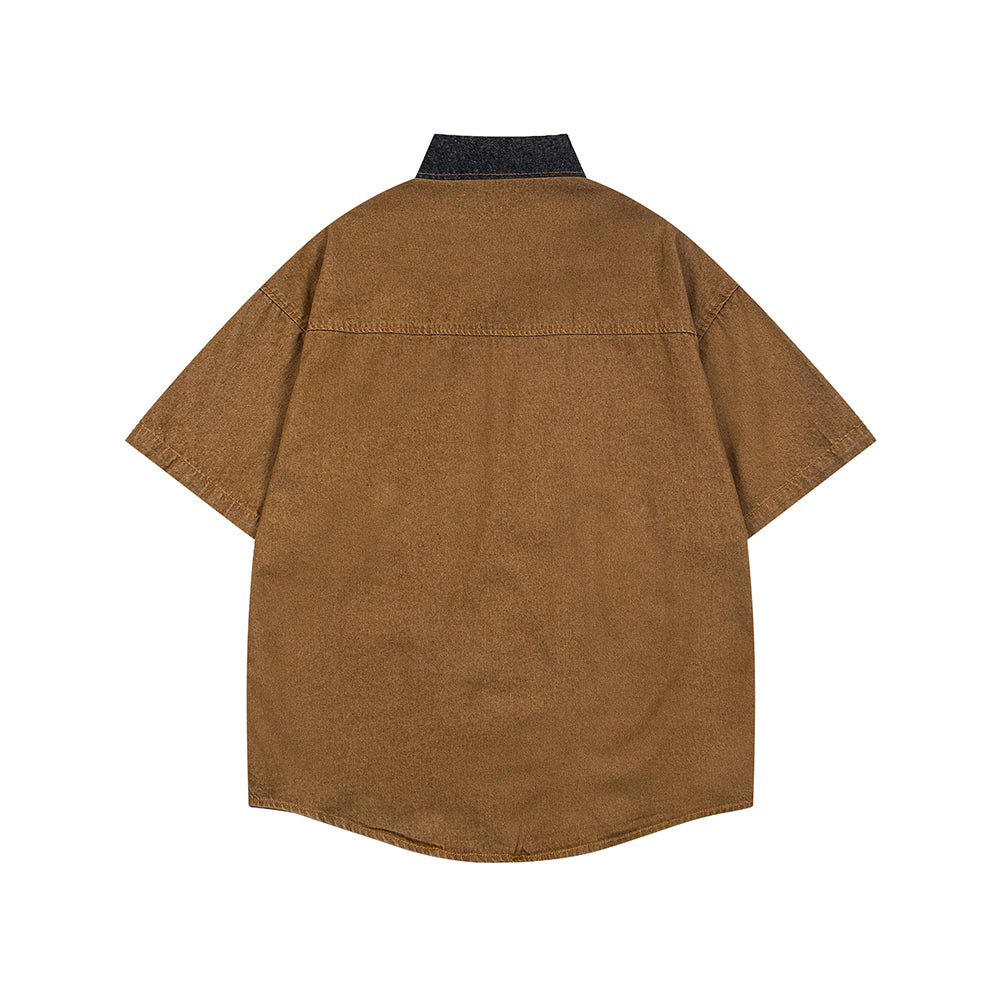 花卉貼布短袖襯衫