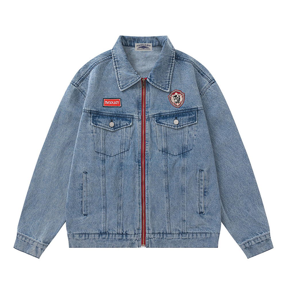 Contrast color denim couple's jacket