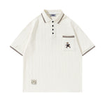 레트로 컬리지 스타일 베어 반팔