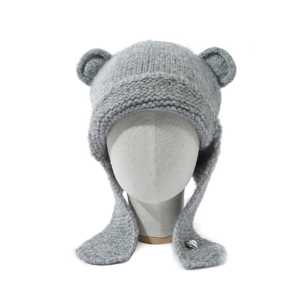 Solid color cute warm ear protection hat