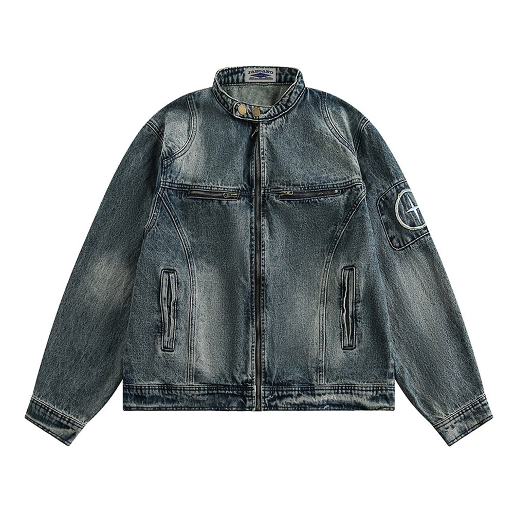 Retro distressed versatile denim jacket