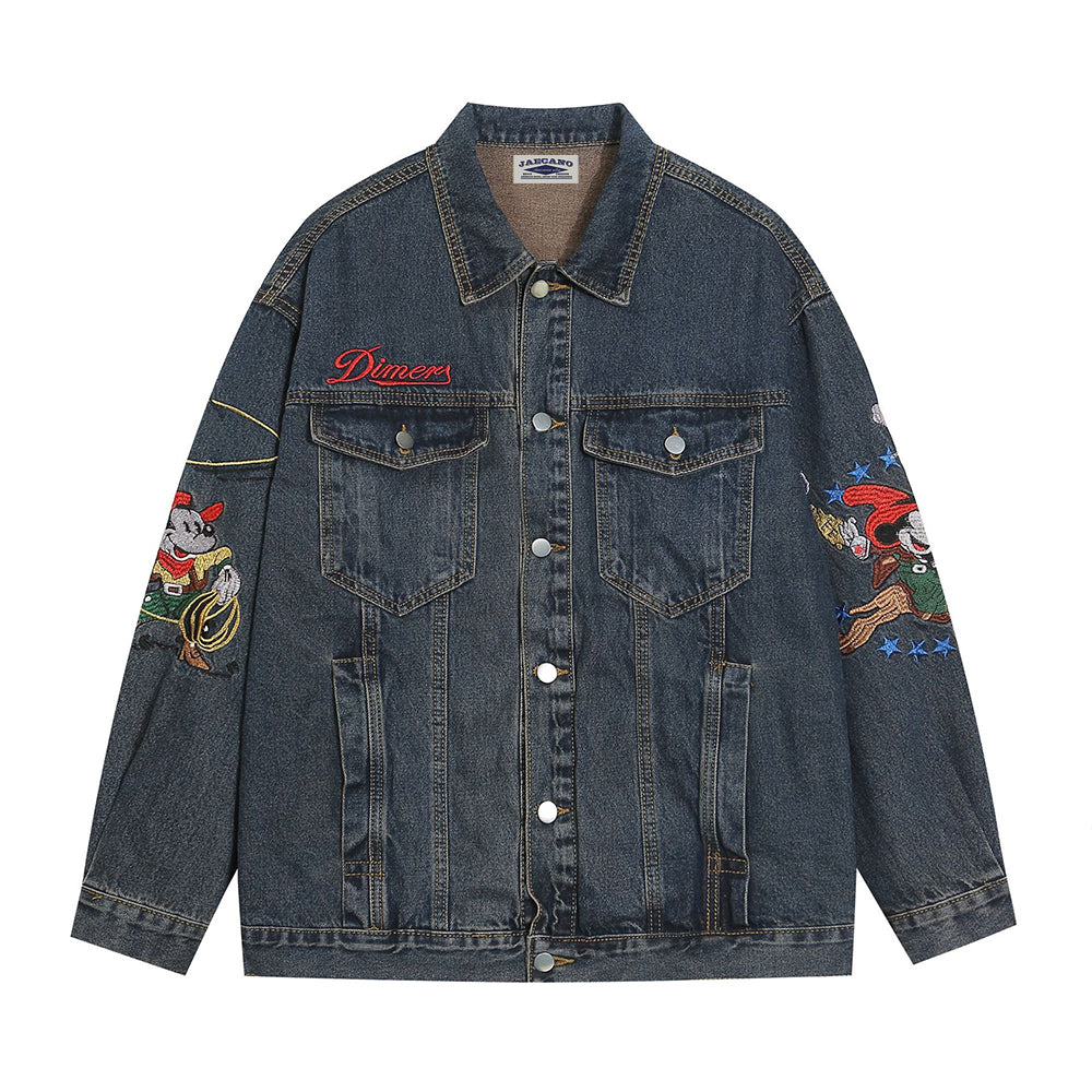 Fun Cartoon Denim Couple Jacket