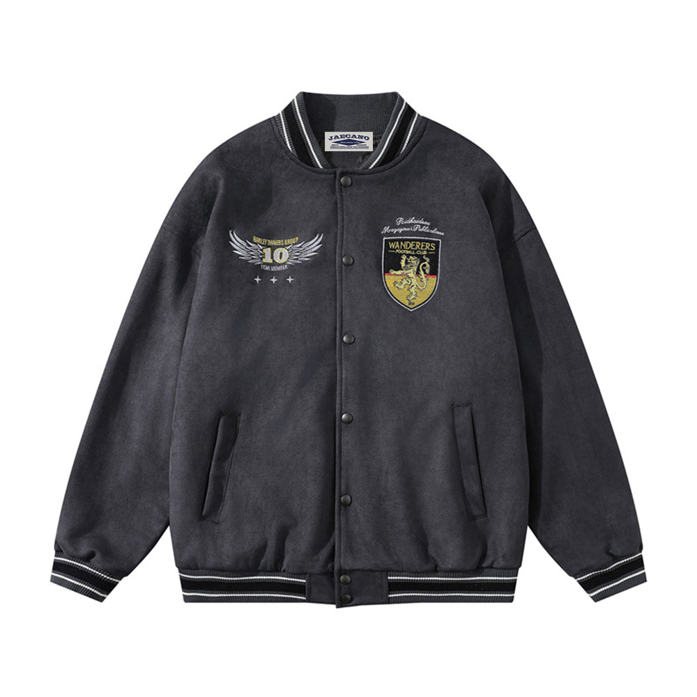 Retro stand collar baseball jacket