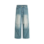 Distressed washed straight jeans