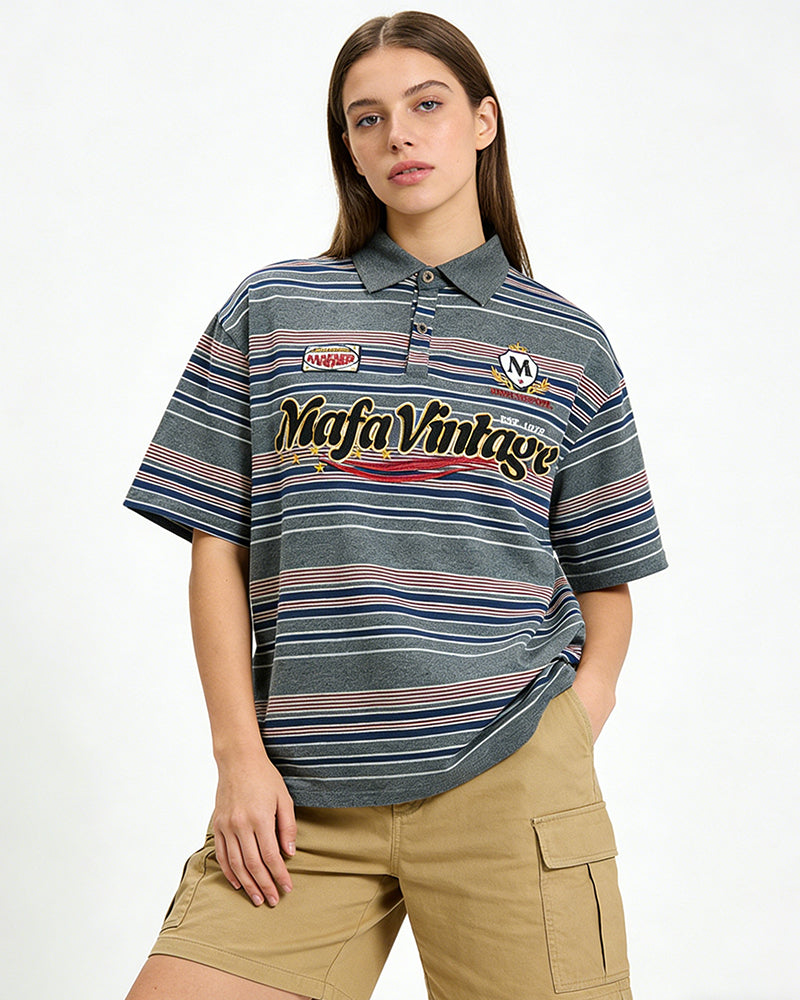 復古字母刺綉短袖