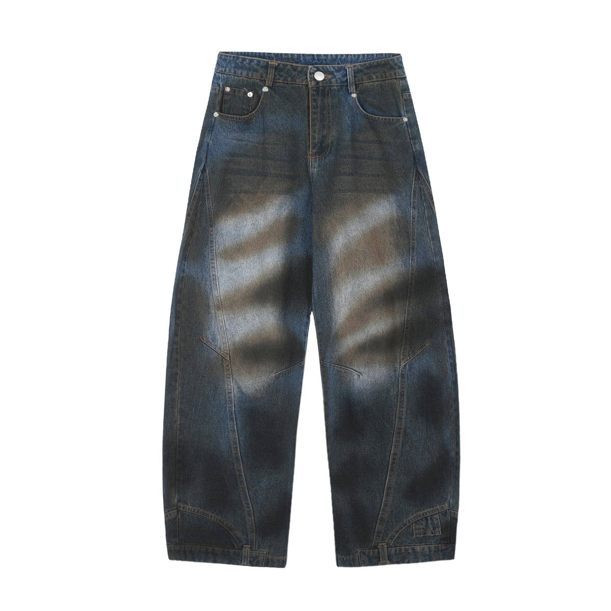 Retro distressed denim trousers