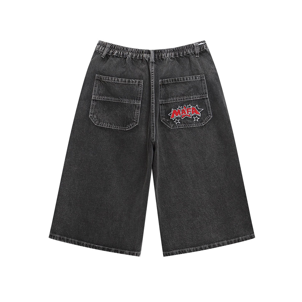 Vintage washed denim shorts