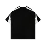 Retro patchwork contrasting raglan short sleeves