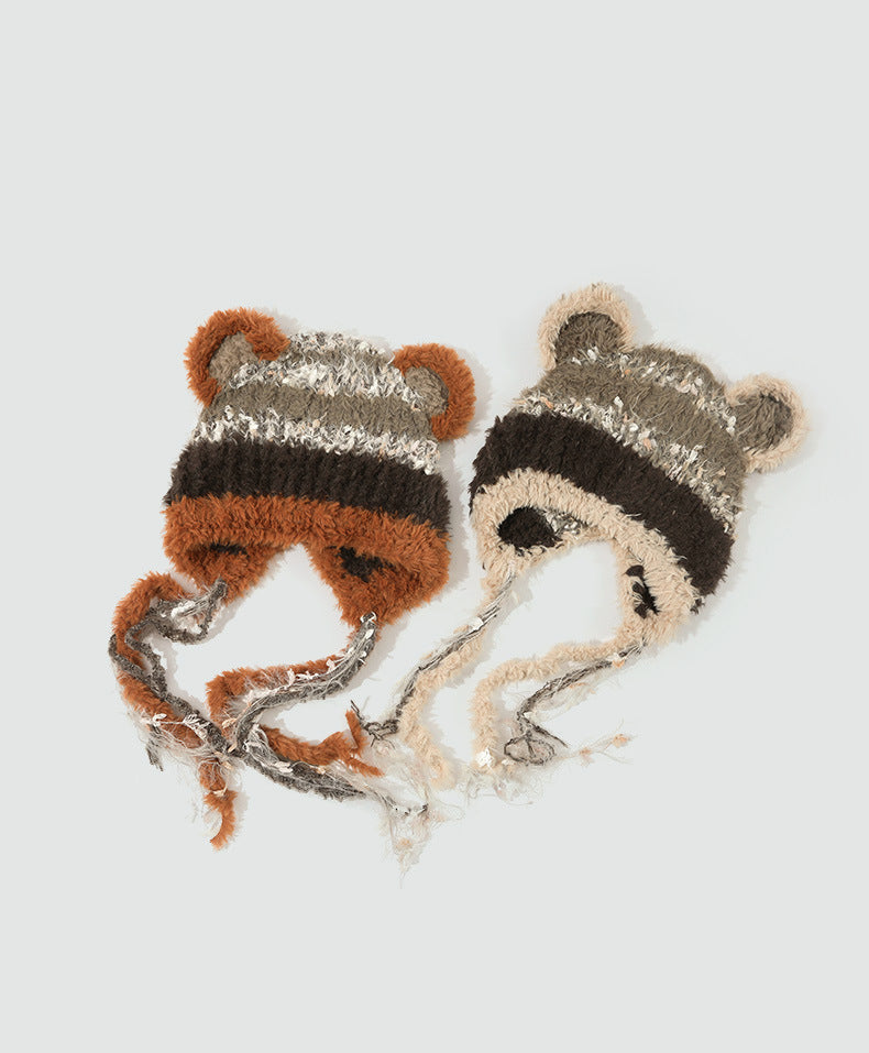 patchwork plush warm hat