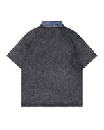 Washed lapel short sleeves