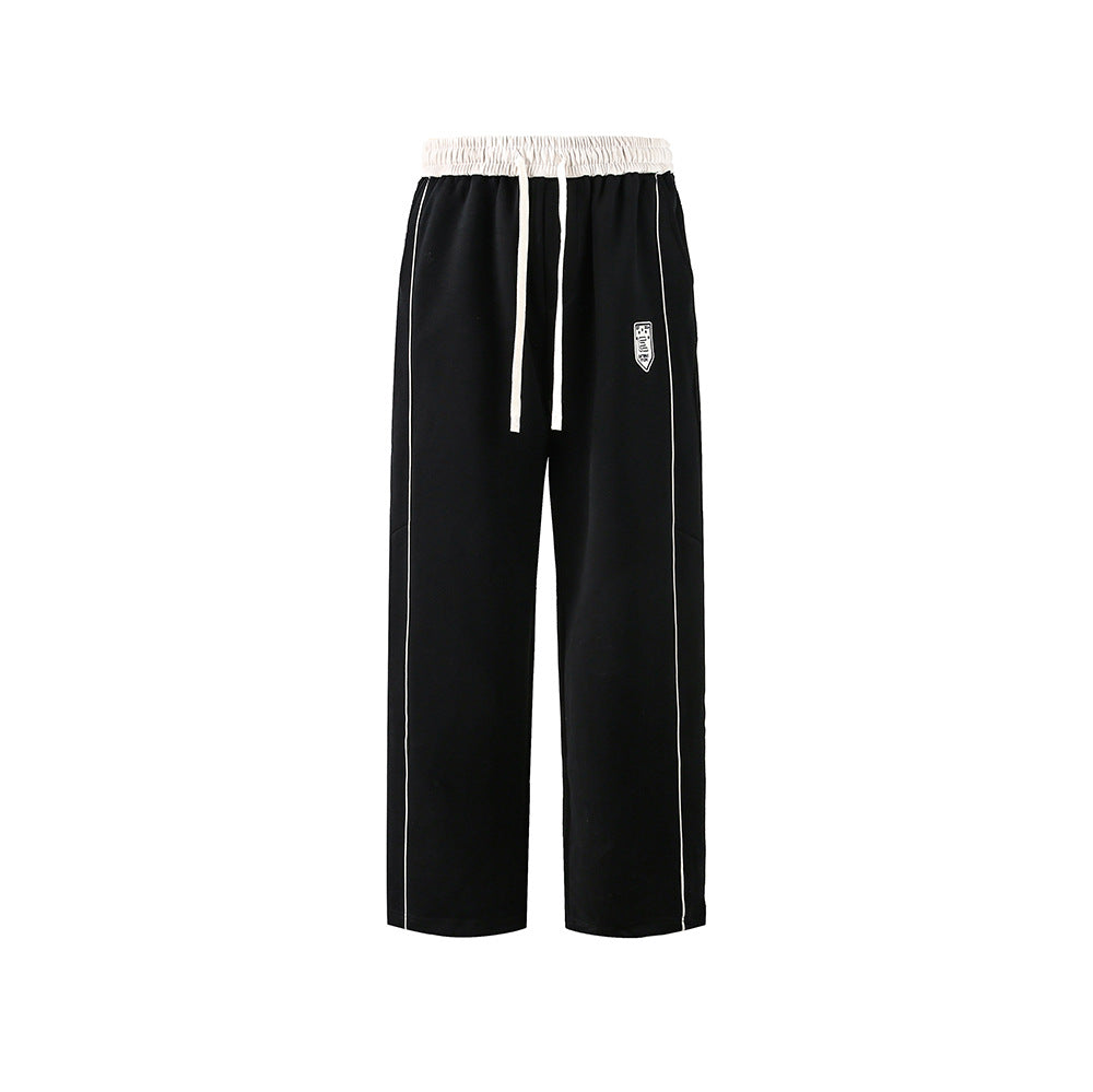 Retro sports casual straight pants