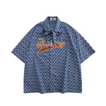 American retro strappy cartoon embroidered shirt