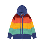 復古彩色條紋連帽開衫