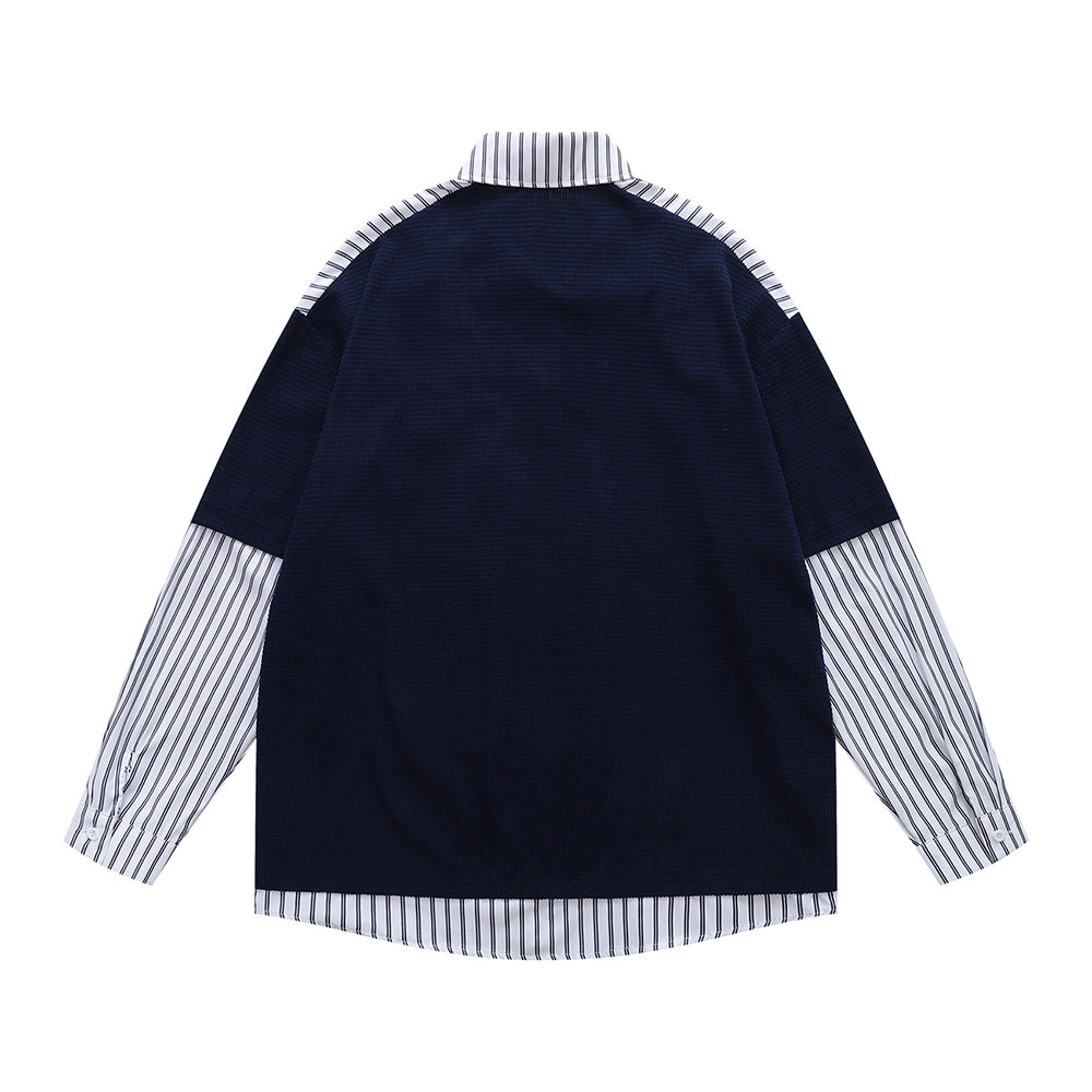 Fake two-piece polo sweatshirt