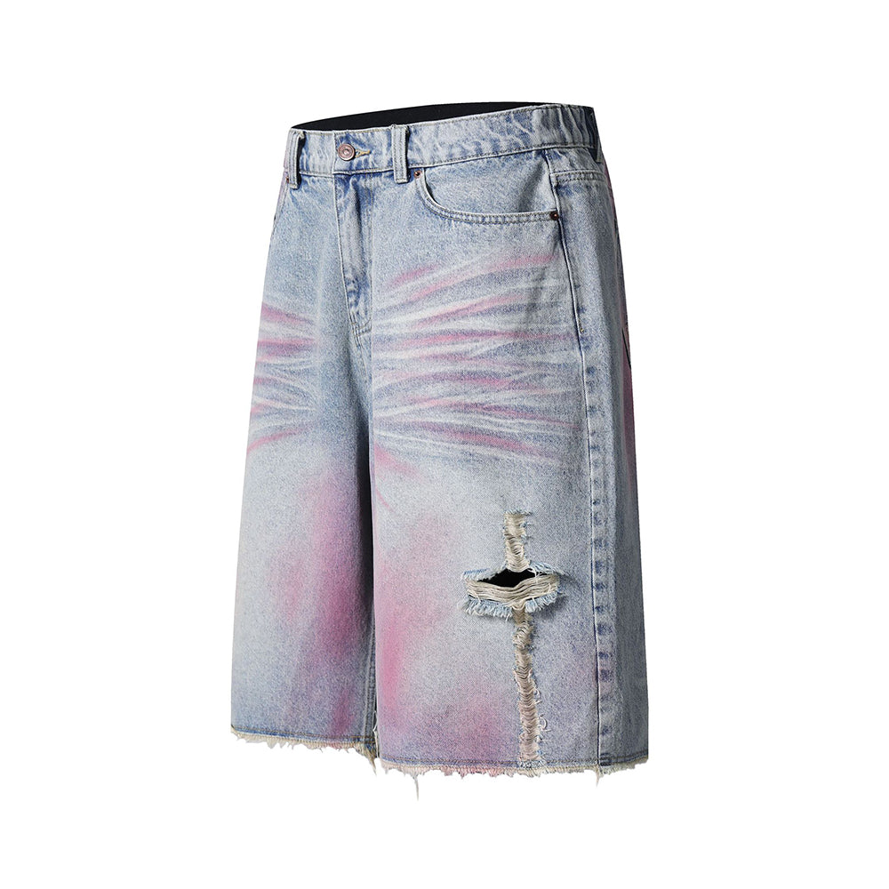 Ripped hem shorts