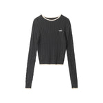 Embroidered striped crew neck sweater (women's style)