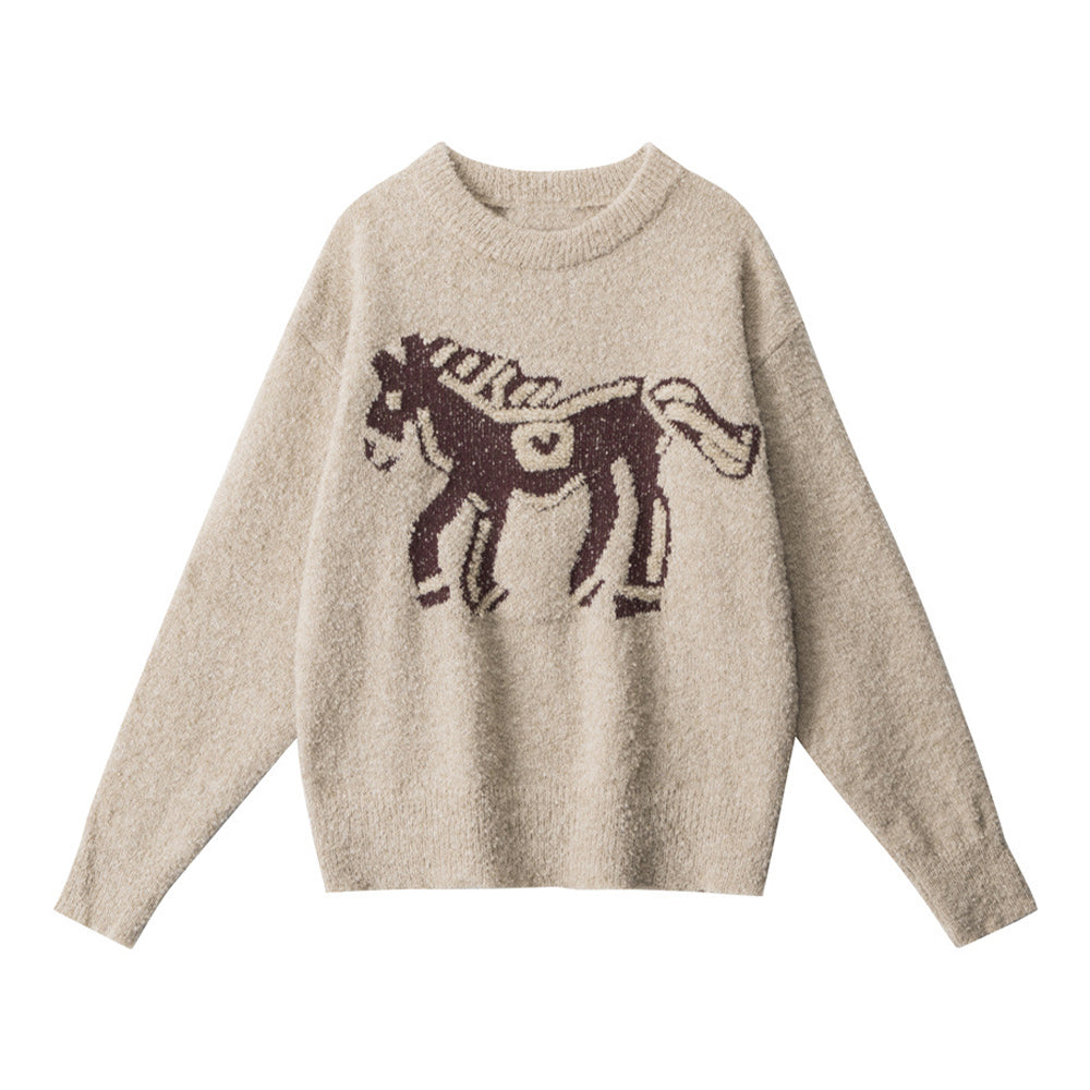 Crew neck loose knit sweater