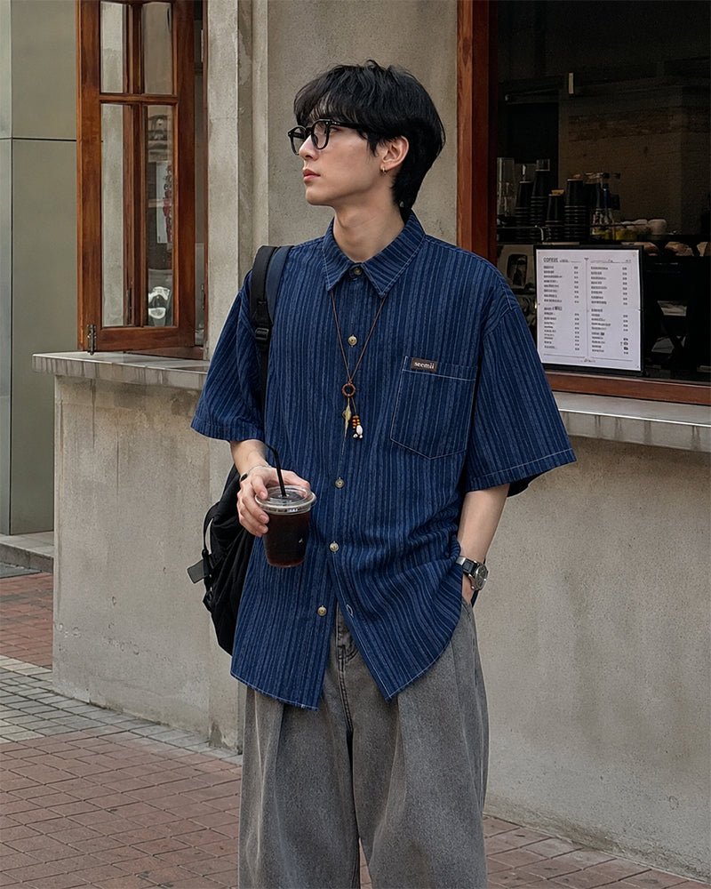 레트로 캐주얼 반팔 셔츠