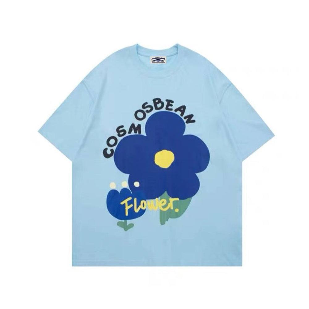 Retro letter flower pattern couple short sleeves